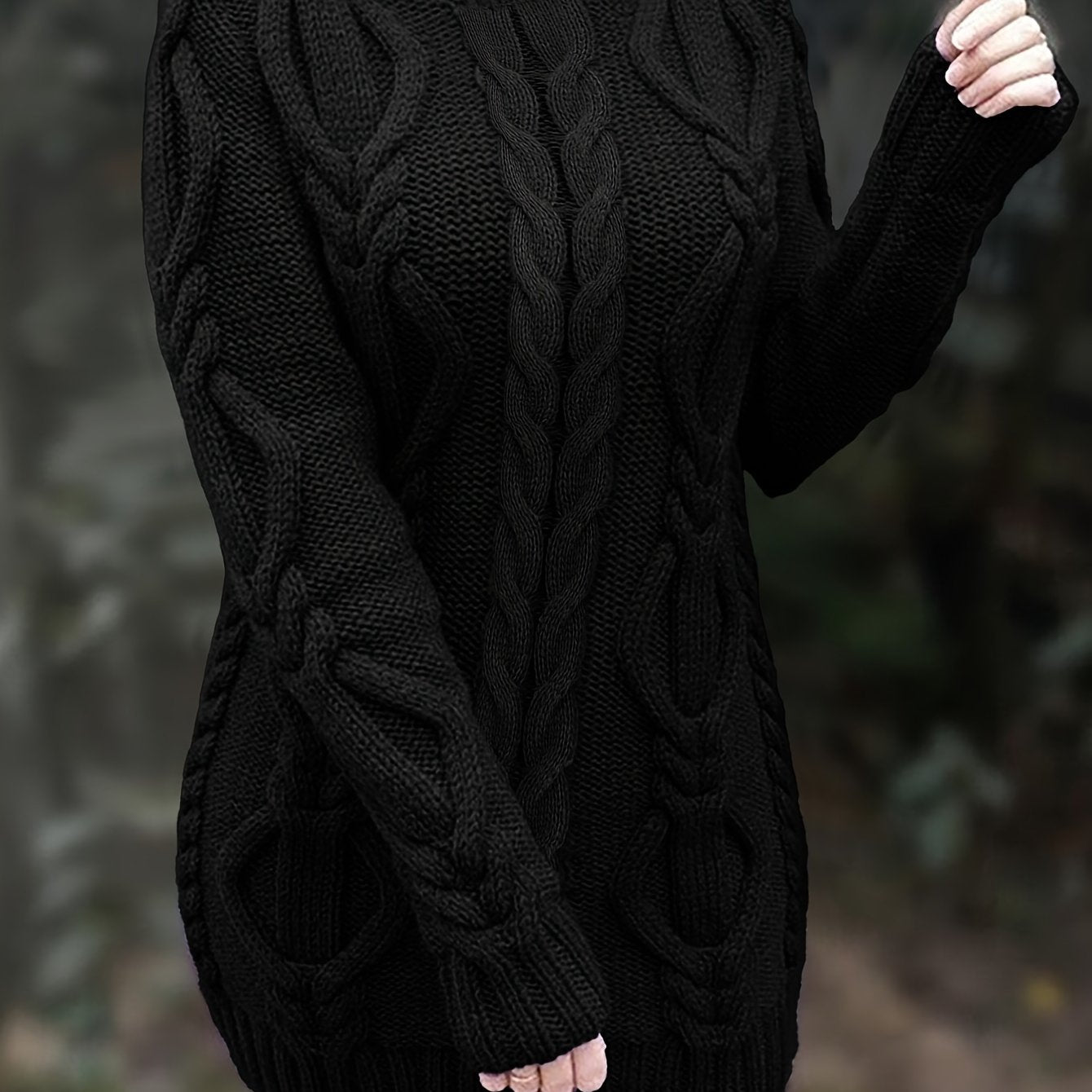 Cozy Cable Knit Dress - Long Sleeves & Turtle Neck - Versatile & Warm for Spring/Fall - Multiple Colors Available