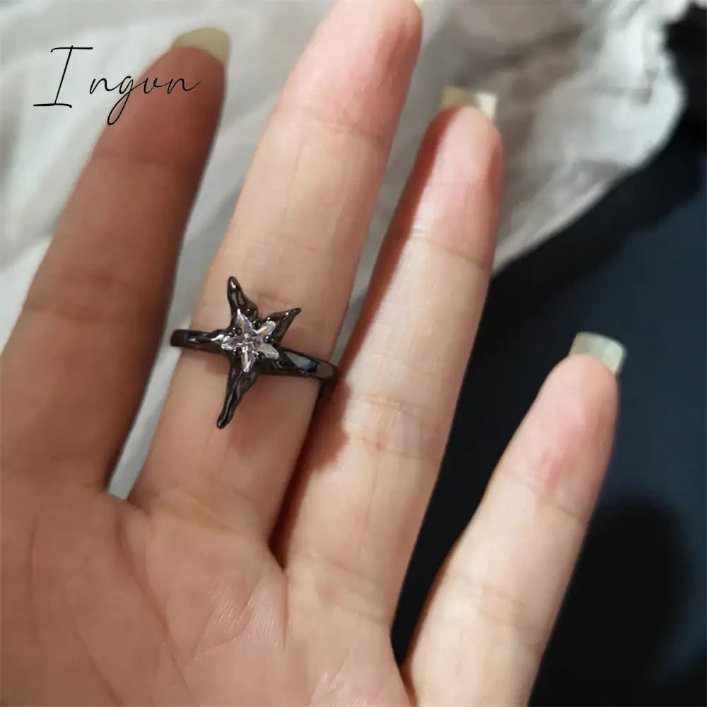 Fashion Gothic Animal Black Zircon Rings Y2K Star Crystal Opal Ring Goth Spider Butterfly Rings for Women Girl Aesthetic Jewelry