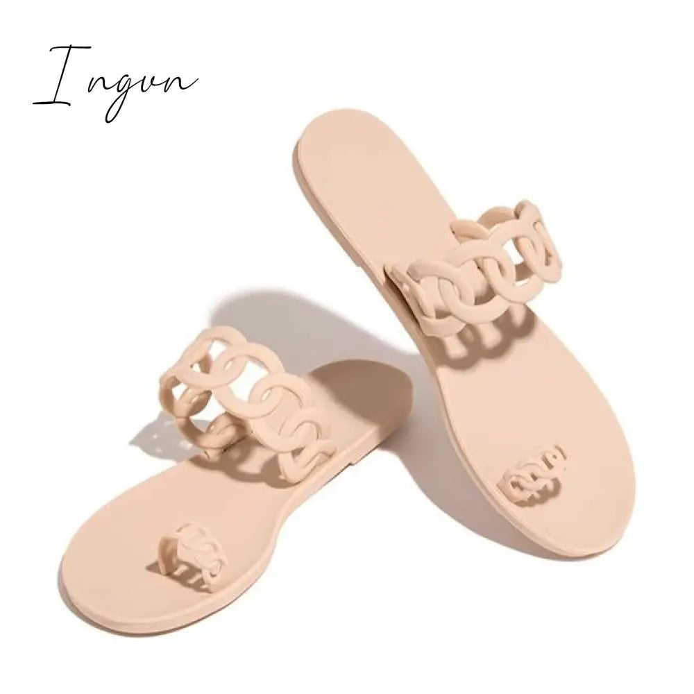 Ingvn - Casual Toe Loop Detailing Jelly Slippers