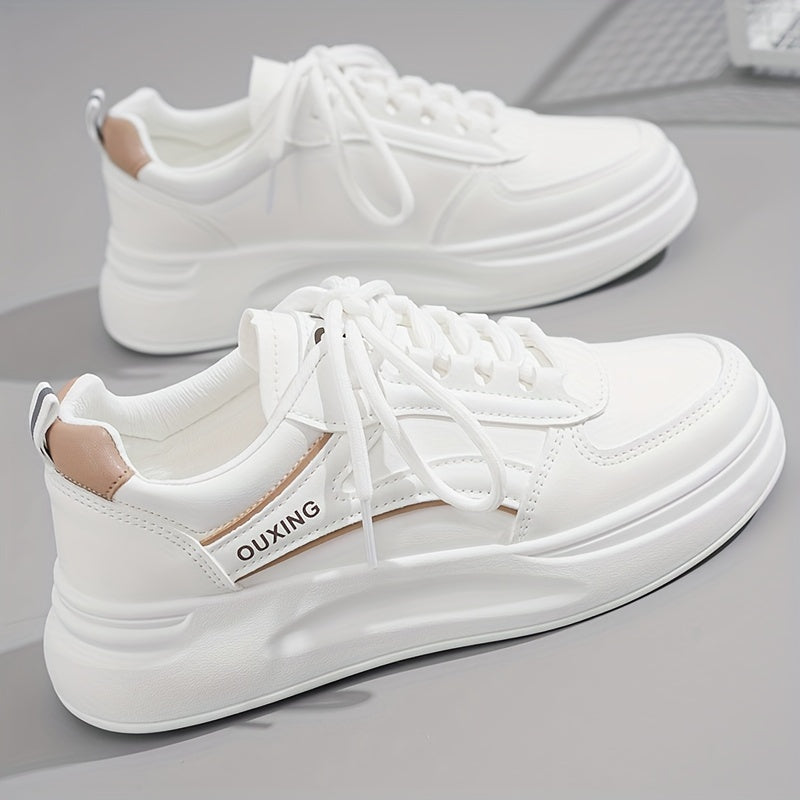Women's Platform Sneakers, Casual Lace Up Outdoor Shoes, Comfortable Low Top Skate Shoes