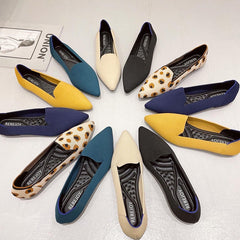 women's flat shoes Large shoes Fashion good materials Knitted breathable rubber anti-skid latex insole Spring and autum