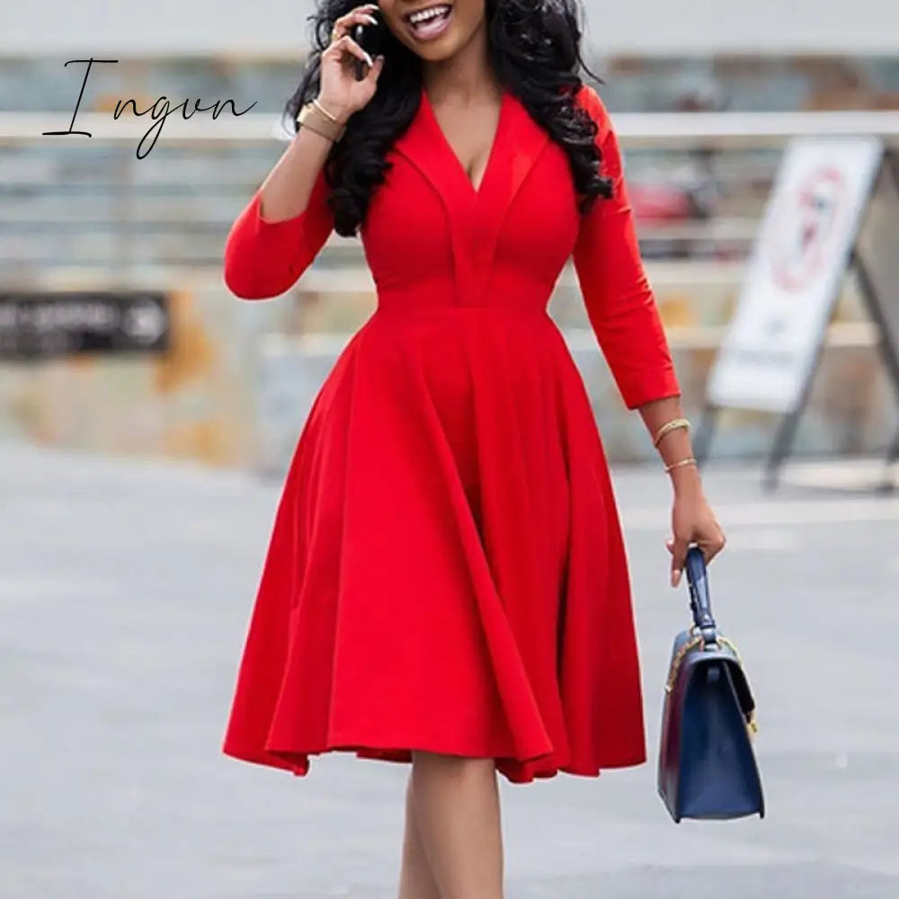Ingvn - High Quality Women Dress Bow Elegant Wedding Party Dresses For Women Plus Size S-XXXL Women Clothing Adult Dress Vestidos