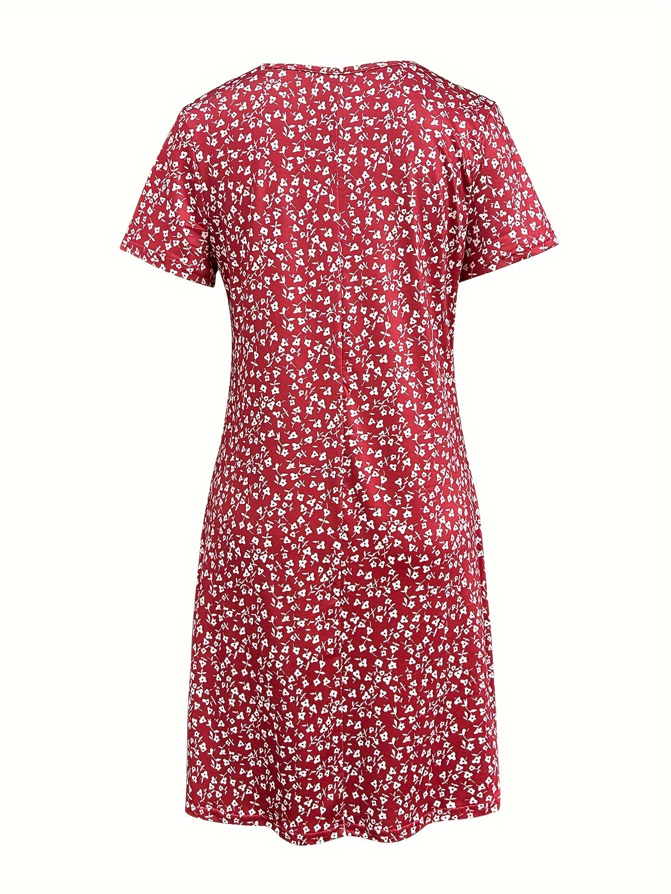 Flattering V Neck Allover Print Dress - Casual Short Sleeve for Spring & Summer - Lightweight, Flowy Womens Clothing for Everyday Chic