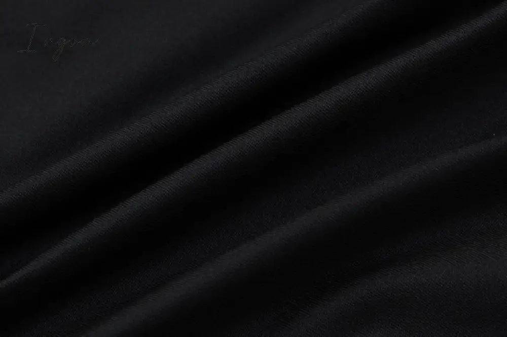 Ingvn - Black Villus Sexy Dress Women 2023 New Long Sleeve Bodycon Midi Autumn Winter Dress Elegant Club Party Dresses Vestido