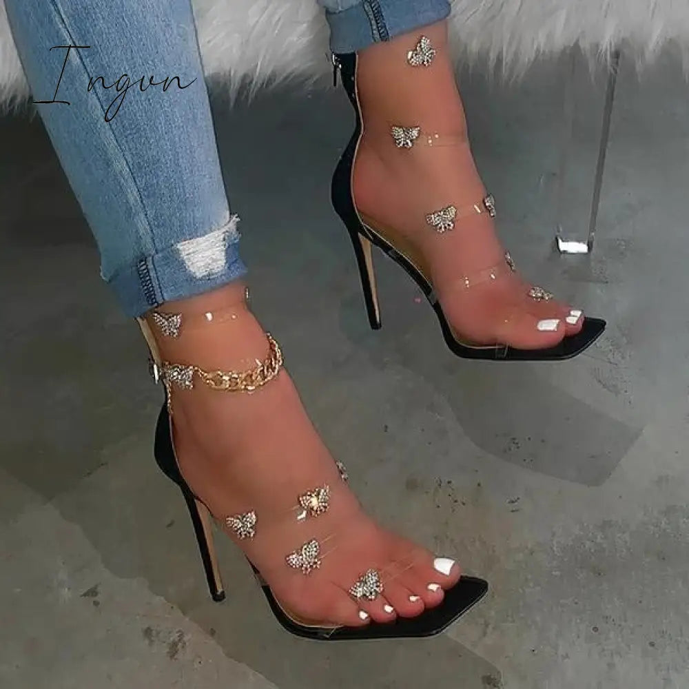 Ingvn - Butterfly Chain Zipper High Heels