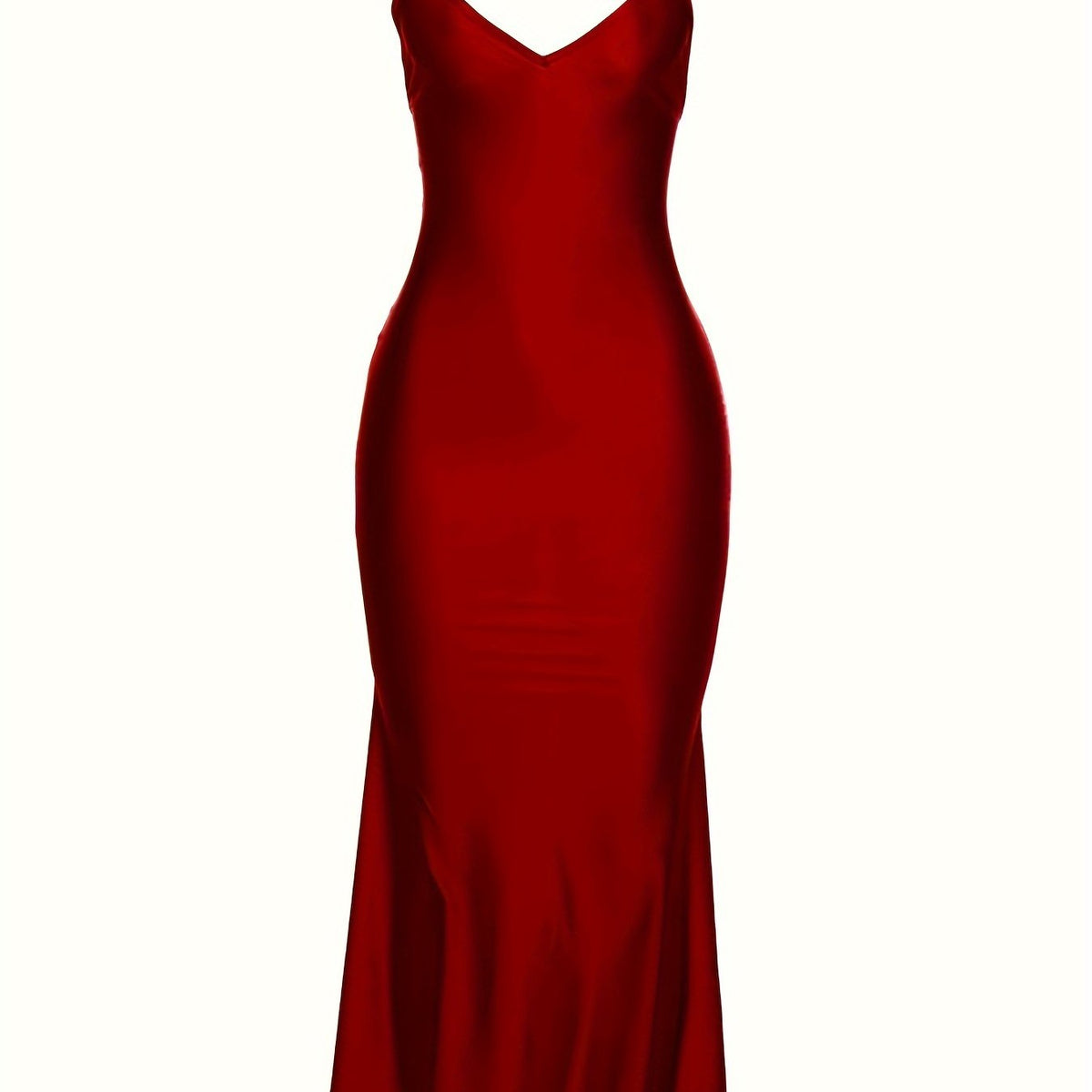 Alluring V Neck Spaghetti Strap Backless Dress - Seamless Solid Bodycon for Night Out - Fashionable Womens Clubbing Gown