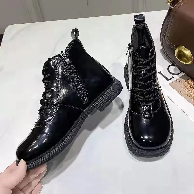 Ingvn  Female Ankle Boots Waterproof Booties Elegant with Low Heels Footwear Round Toe Short Shoes for Women Work Y2k Autumn Trend