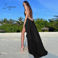 Ingvn - 2023 Summer Women Dress Bandage Sexy Backless Maxi Dresses Club Holiday Bodycon Cut Out Sleeveless Elegant Long Dress Women Robe