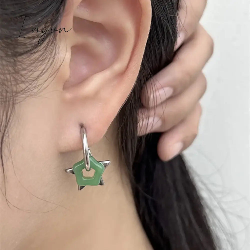 Korean Fashion Geometric Earrings Asymmetric Flower Star Earrings for Women Men Hip Hop Earrings Jewelry Accessories Gift