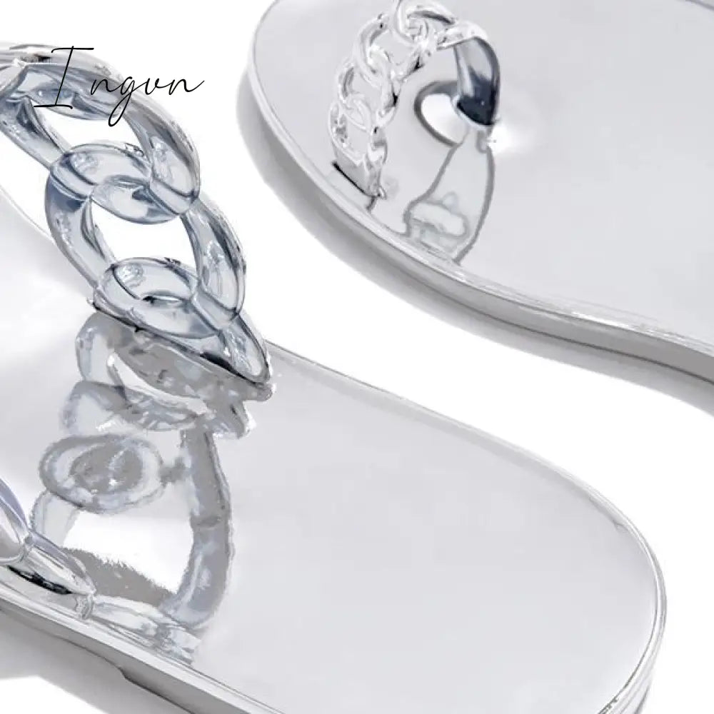 Ingvn - Casual Toe Loop Detailing Jelly Slippers