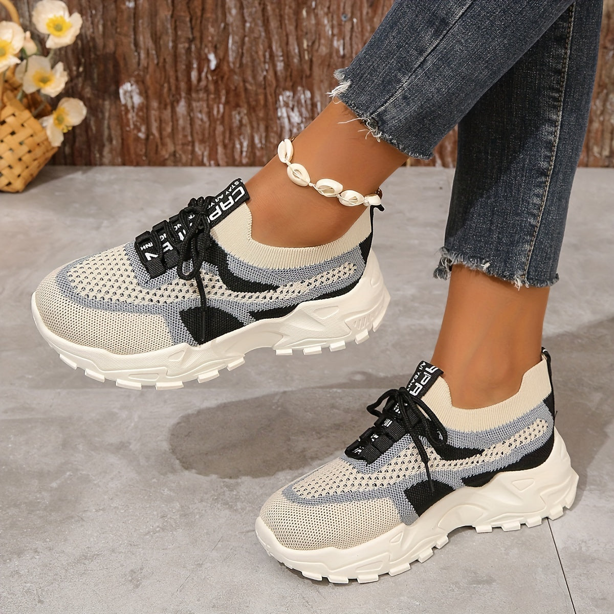 Women's Breathable Mesh Platform Sneakers, Casual Lace Up Outdoor Shoes, Comfortable Low Top Sport Shoes plus size
