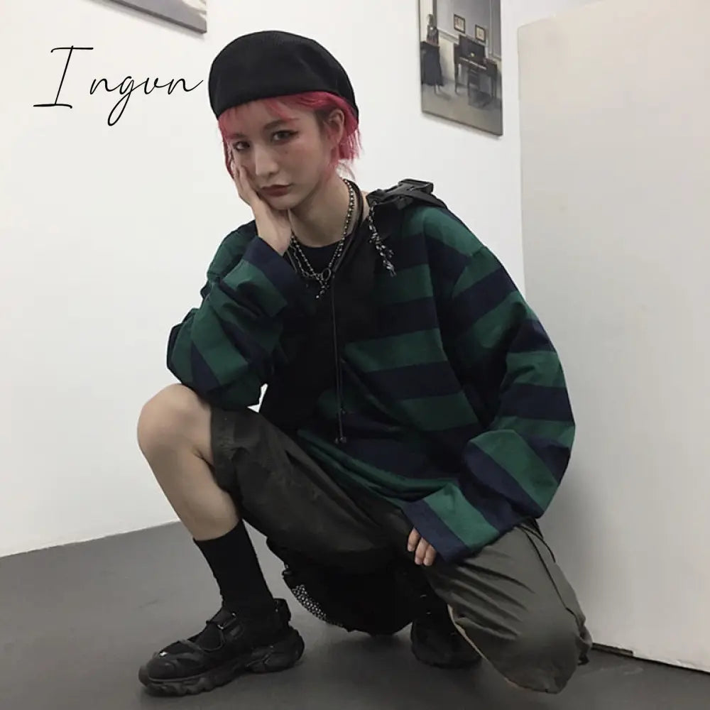 Ingvn - Grunge Long Sleeve Stripe T-shirt