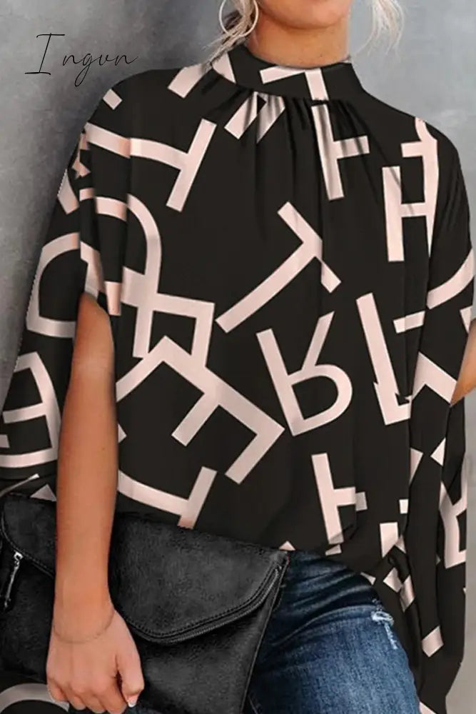 Ingvn - Fashion Print Split Joint Half A Turtleneck Tops(5 colors)