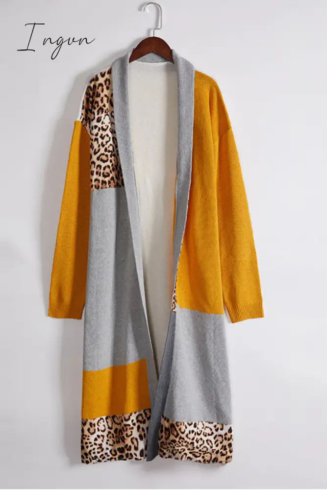 Ingvn - Casual Color Block Patchwork Cardigan