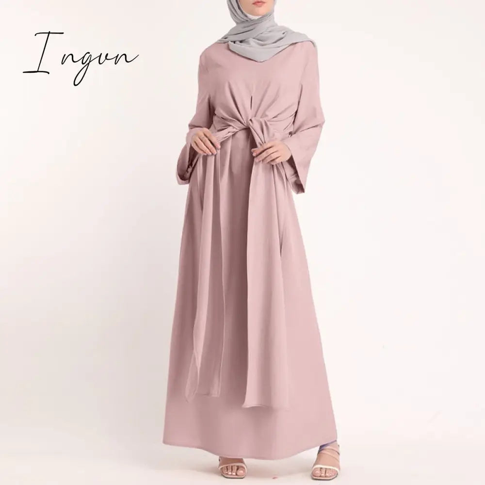 Ingvn - Muslim Dresses Eid Mubarak Kaftan Dubai Abaya Turkey Fashion Hijab Dress Islam Clothing Maxi Sundress For Women Vestidos