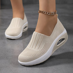 Fashionable Womens Knit Sneakers - Ultra-Comfortable Air Cushion Platform - Lightweight Slip-on Design - Perfect for Outdoor Walking & Daily Wear - Durable Footwear