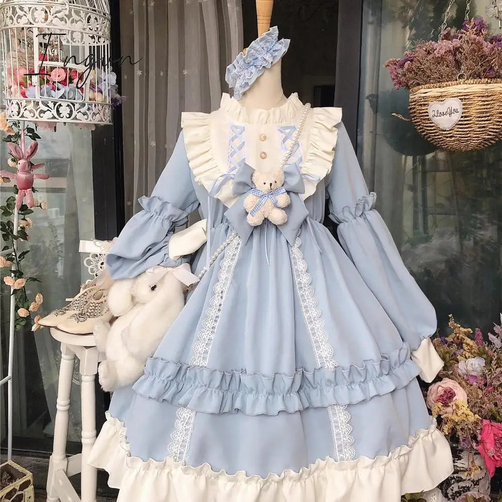 Ingvn - Quality Kawaii Lolita Style Dress Women Lace Maid Costume Dress Costume Sweet Gothic Party Robe Renaissance sSpring