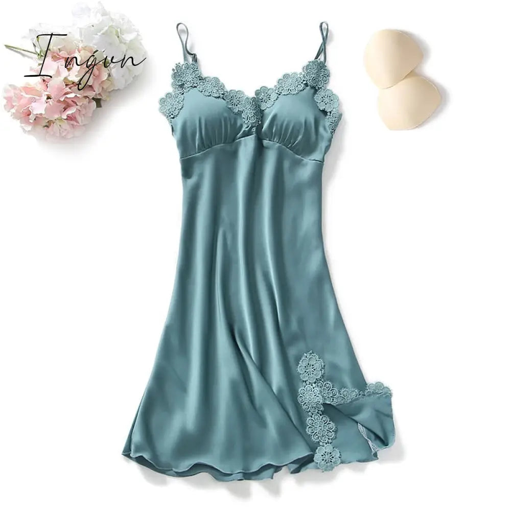 Ingvn - Yellow Robes Suit Autumn Women Nightgown Sets 2 Pieces Nightdress Bathrobe With Chest Pad Female Satin Kimono Bath Gown Sleepwea