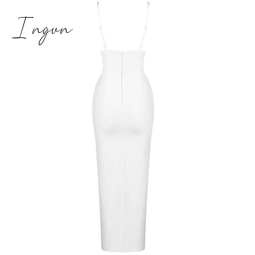 Ingvn - Bandage Women Dress New Summer Sexy Party Club Elegant Bodycon Bandage Dress Spaghetti Strap Ladies Clothes