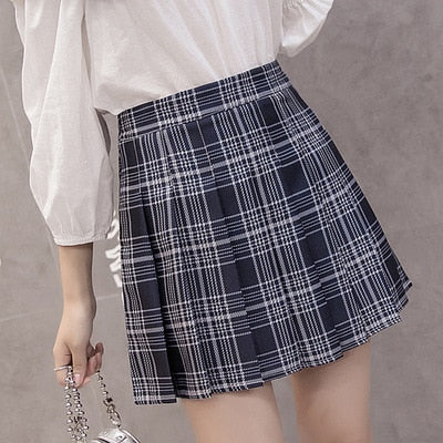Preppy Japanese Korea Short Skirts New High Waist Mini Womens Skirts Kawaii Pink Plaid Pleated Tennis Casual Skirt