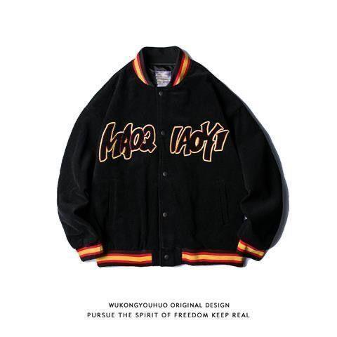 Spring and autumn new street corduroy baseball uniform jacket for men and women oversize coat loose embroidered oversized jacket