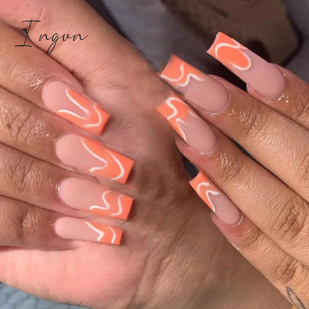 Extra Long Coffin Ballerina False Nails Fake Nails With Designs Press On Nails Manicure Tool Nail Accessory Full Cover Nail Tips