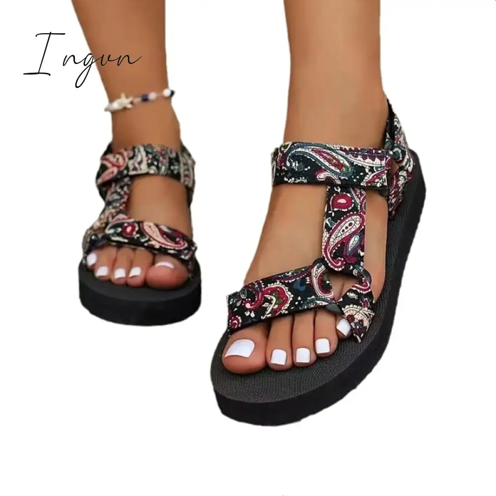 Ingvn - Summer Platform Flat Sandals Women  Light Non-slip Beach Shoes Cute Rope Sandals for Women Comfort Gladiator Sandalias Mujer
