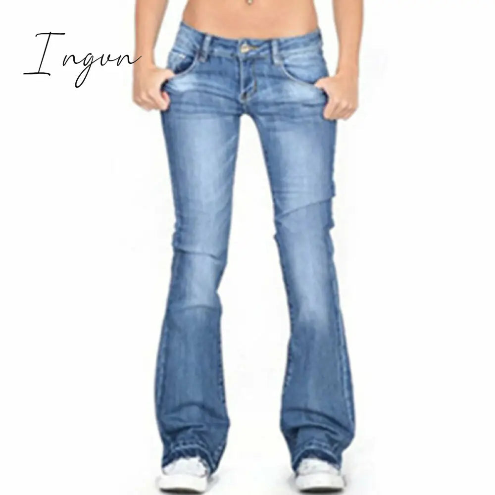 Ingvn - Skinny Flared Jeans Women's Fashion Denim  Pants Bootcut Bell Bottoms Stretch Trousers Women Jeans Woman Jeans Low Rise Jeans