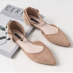 Low Heel Single Women Shoes Woman Spring Pumps Summer Pointed Hollow Sandals Word Belt Fairy Shoes Black Work Shoes Girl Shoes