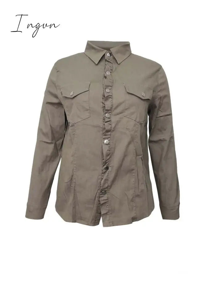 Ingvn -  Long Sleeve Solid Color Jacket Tops(4 Colors)