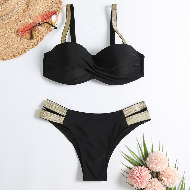 Vintage Retro Bikini Patchwork Swimsuit Thong Brazilian Sexy Swimwear Female  New Summer Micro V-bar Green Bathing Suits