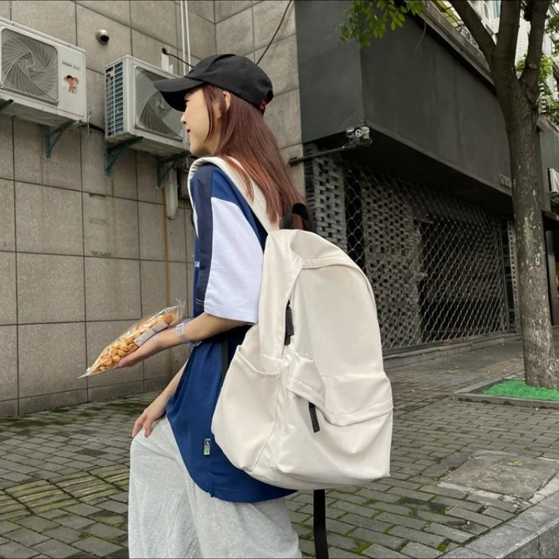 Ingvn  Nylon Versatile Backpack Large Capacity School Student Backpack Washable Waterproof Computer Bag Unisex