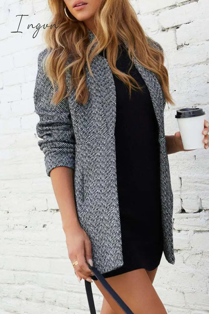 Ingvn - Casual Simplicity Solid Pocket V Neck Outerwear