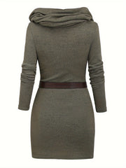 Vibrant Solid Hooded Dress - Long Sleeve, Y2K Inspired, Comfortable and Versatile for Spring and Fall Seasons - Women's Stylish Clothing for Everyday Wear