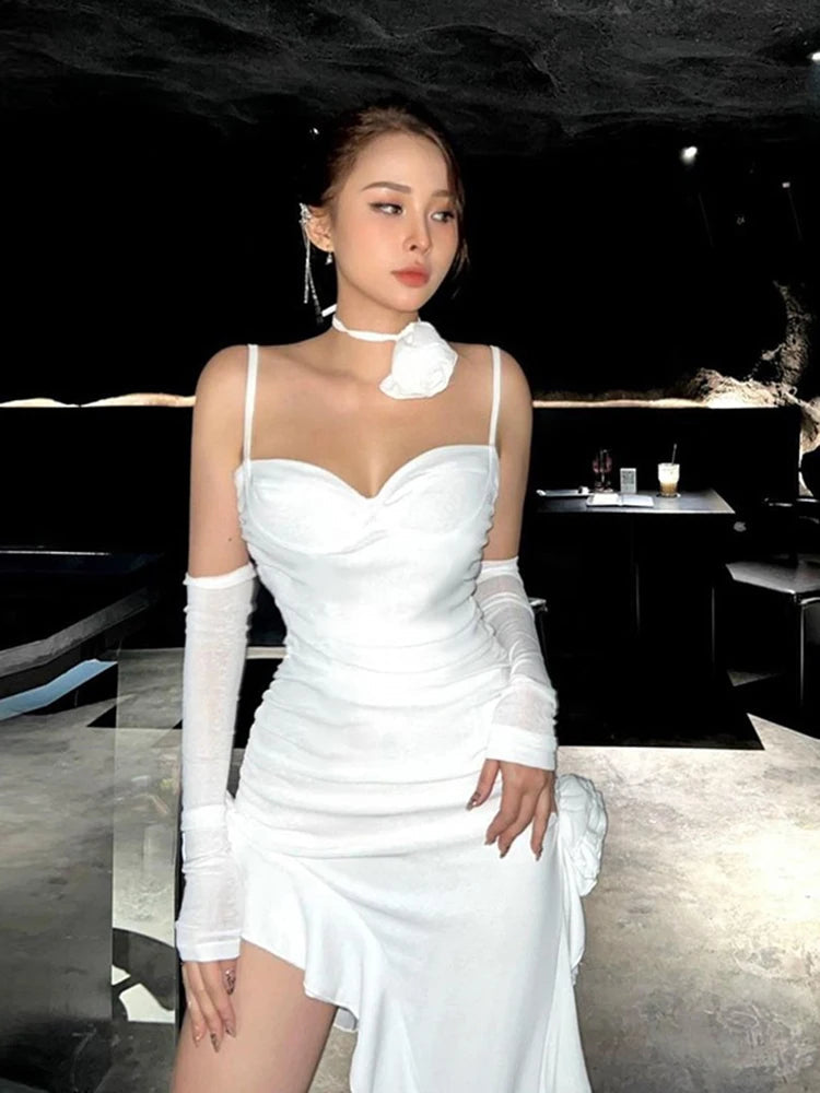 Mesh See Through Ruffles Tassels Fairy Dresses Flower Sexy Waist Wrapping Dress For Women Summer Beach Holiday Short Dressing