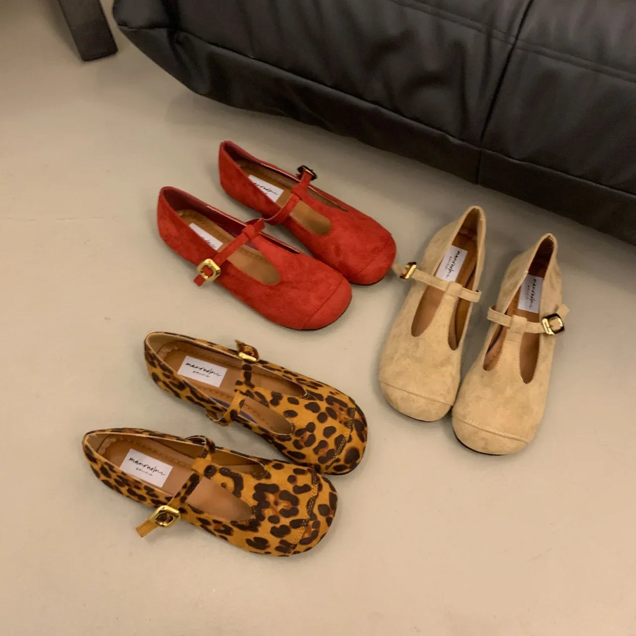 Leopard Women Shoes Flats Mary Jane Walking Casual Spring Fashion Woman Dress Buckle Retro Single Shoes Zapatillas De Muje