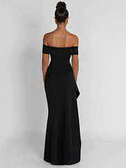 Elegant Off-shoulder High Split Maxi Dress Women Fashion Strapless Sleeveless Backless Bodycon Club Party Sexy Dress
