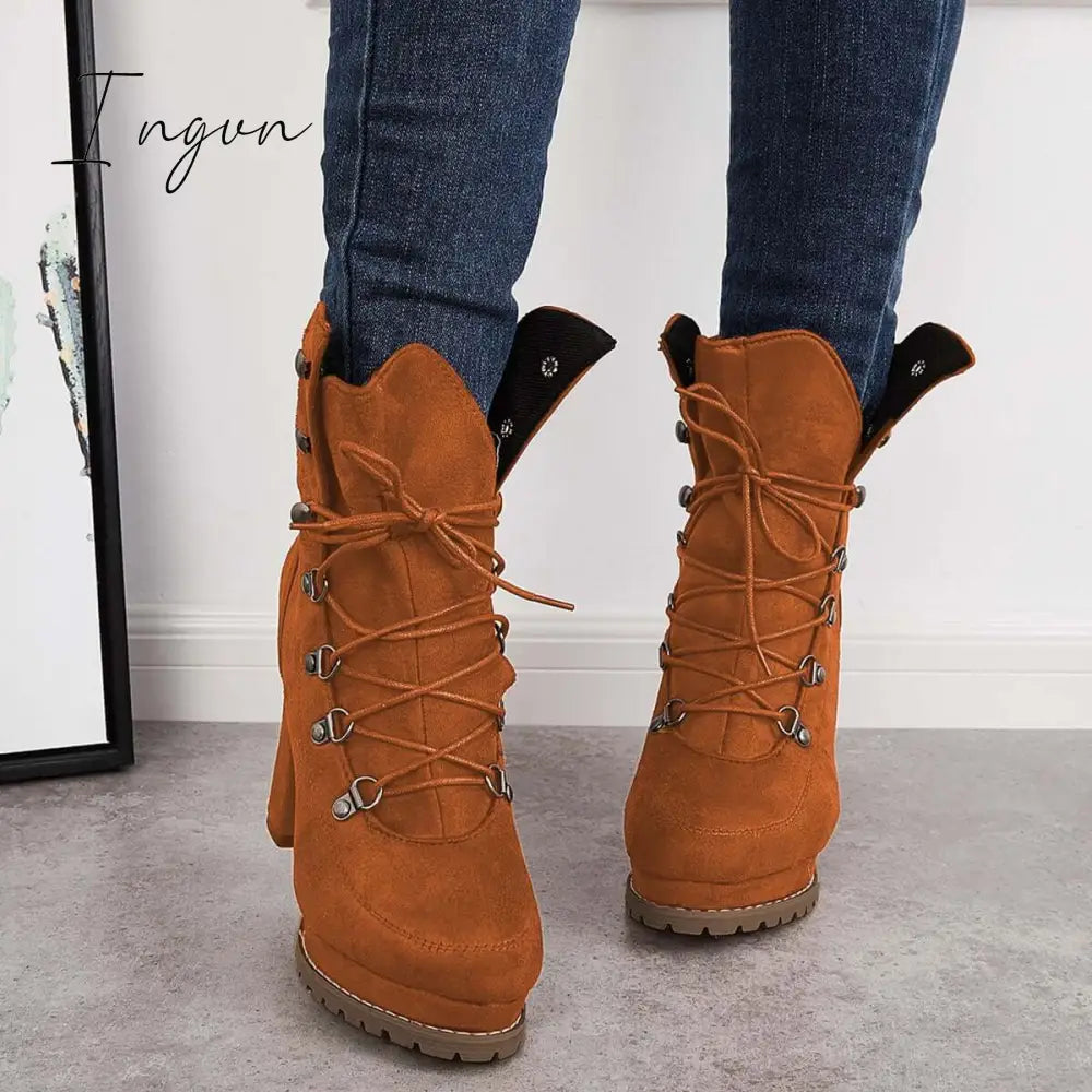 Ingvn - Non Slip Chunky Platform High Heel Boots