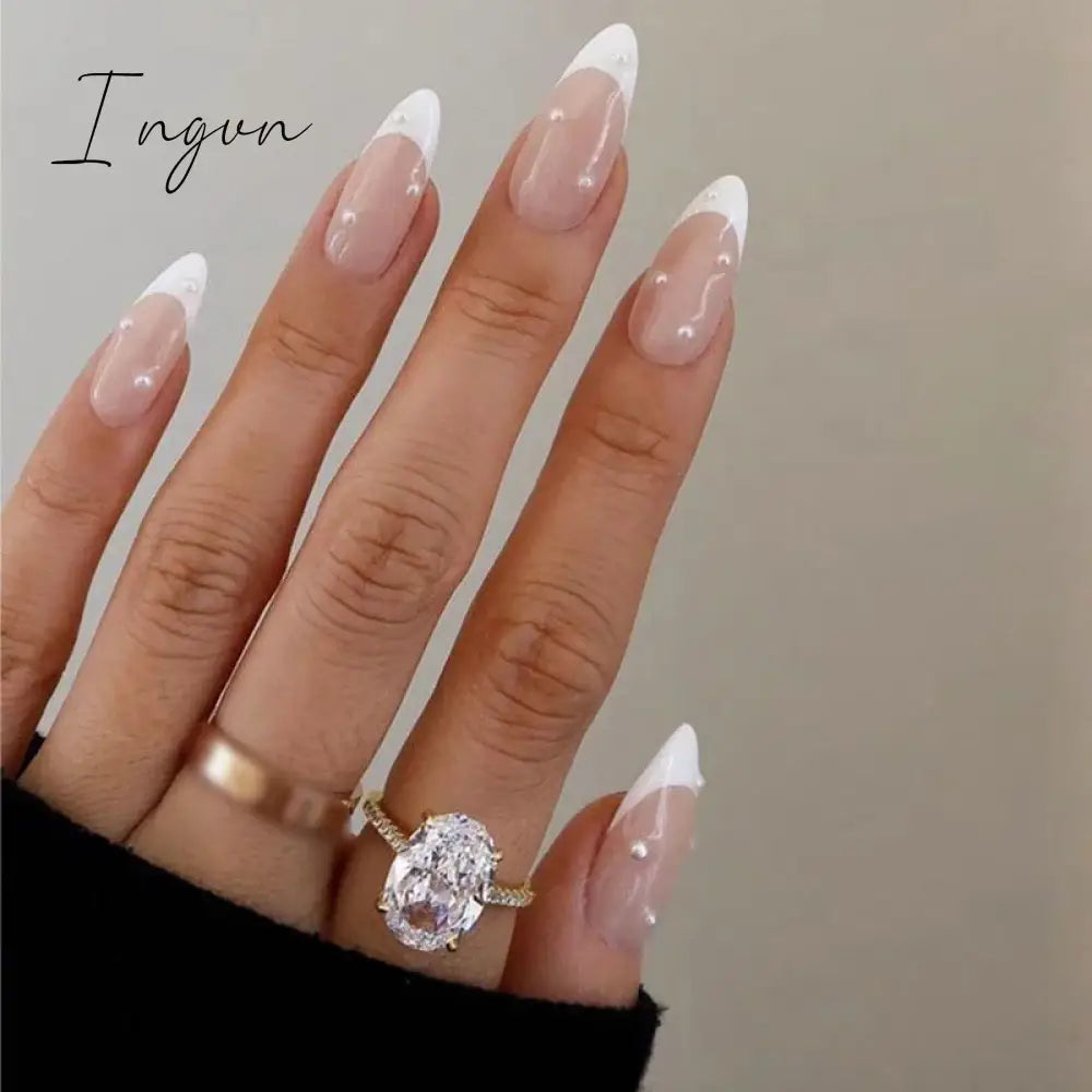 24Pcs Cute Oval False Nails Reusable And Adhesives Aesthetic False Almond Nails Complete Nail Kit Acrylic Press On Set For Gel