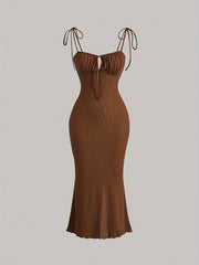 Sultry Bodycon Dress - Mid Elasticity, Drawstring Ruched, Spaghetti Strap, Machine Washable, Sexy Solid Color Party Dress for Women - Summer Essential