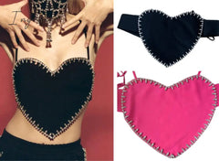 Ingvn - 2023 Summer Sexy Patchwork Diamond Vest For Women V Neck Sleeveless Black Tank Tops Female Summer Fashion New Clothing