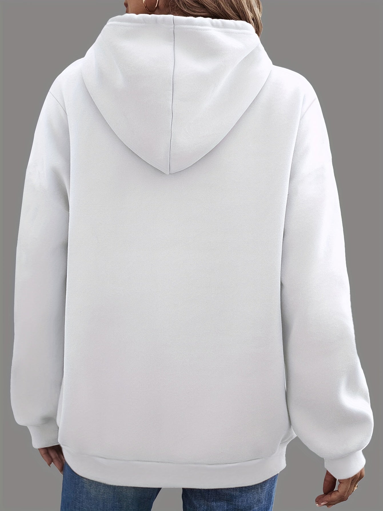 Ingvn  Letter Print Kangaroo Pocket Hoodie, Casual Long Sleeve Drawstring Hoodies Sweatshirt, Women's Clothing