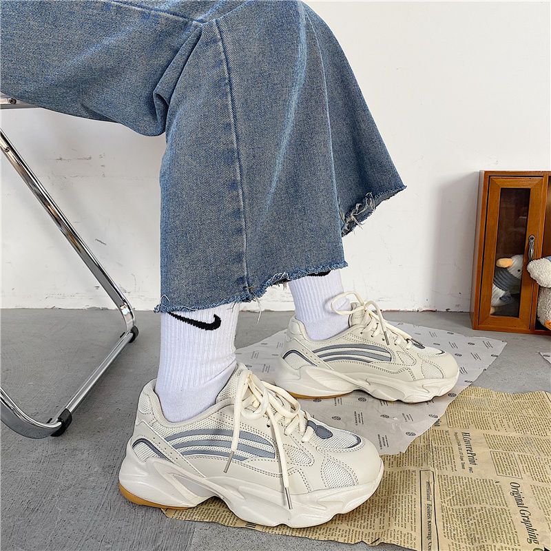Pphmm Women Sneakers 41 Platform Chunky Fashion Casual Shoes 42 Reflective Comfortable Thick Sole Ladies White Flats Vulcanize Shoes
