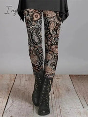 Ingvn - Women's Chinos Tights Pants Trousers Leggings Cotton Blend Suit 3 Suit 5 suit 1 High Waist Ethnic Style Vintage Halloween Daily Wear Going out Print Micro-elastic Full Length Breathability Paisley S