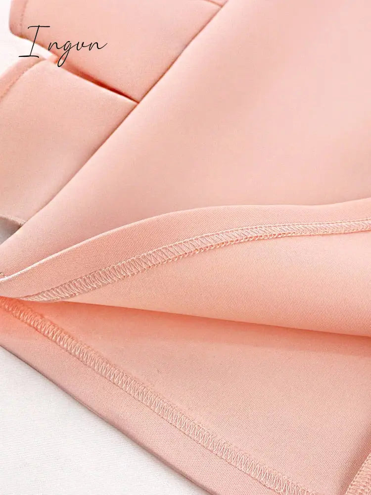 Ingvn - Women Pink Dress Party Ruffle Stylish Occasion Celebrate Sleveless Mesh Patchwork Elegant Slim Summer Homecoming Robe Gowns