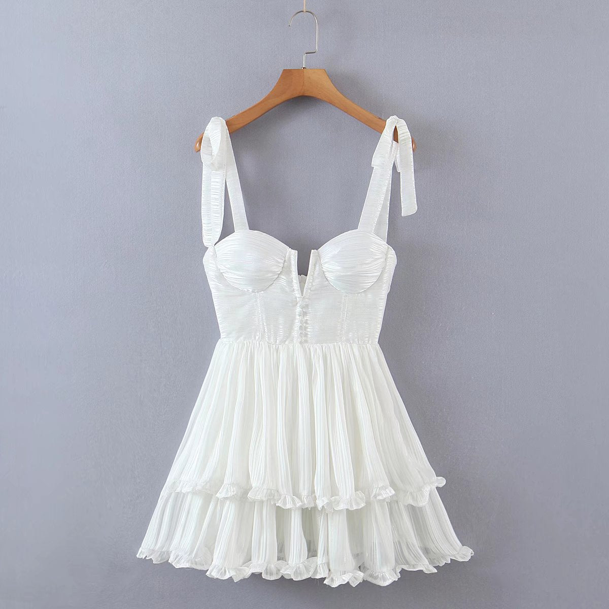 Fashion Women Spaghetti Strap Ruffle Cake Chiffon Dress Sexy Ladies Floral Print Holiday Party Mini Dress Summer Robe