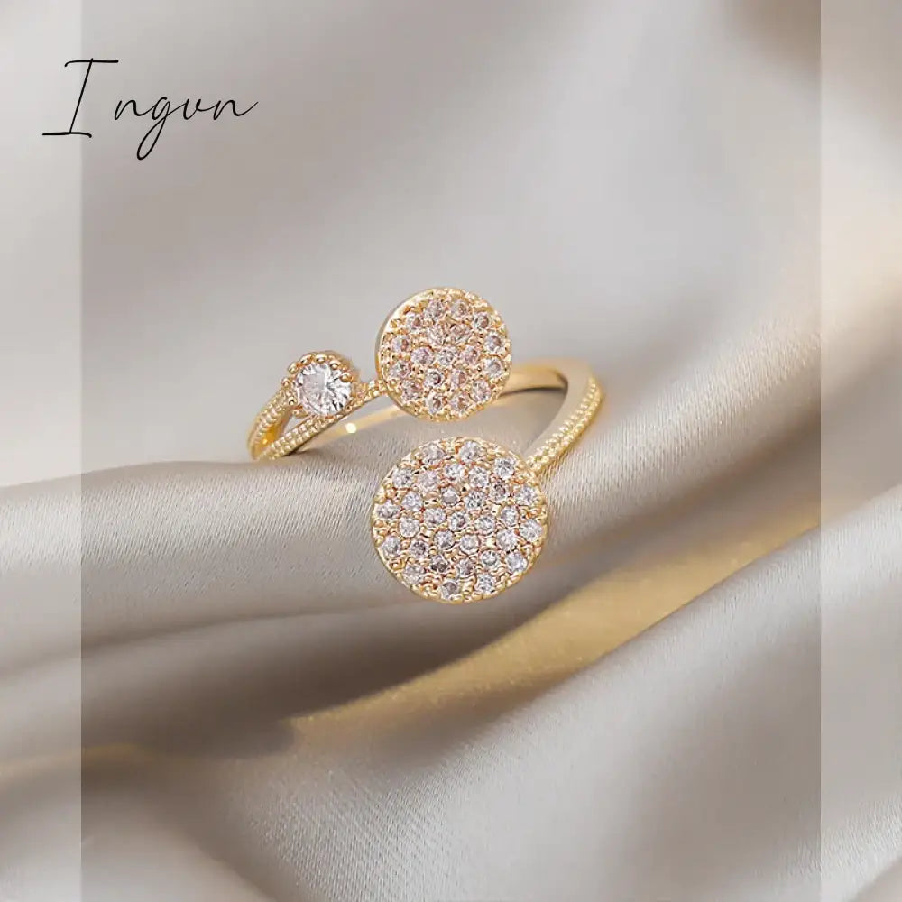 Korean New Exquisite Geometric Round Ring Women's Fashion Luxury Zircon Finger Ring Simple Temperament Versatile Jewelry