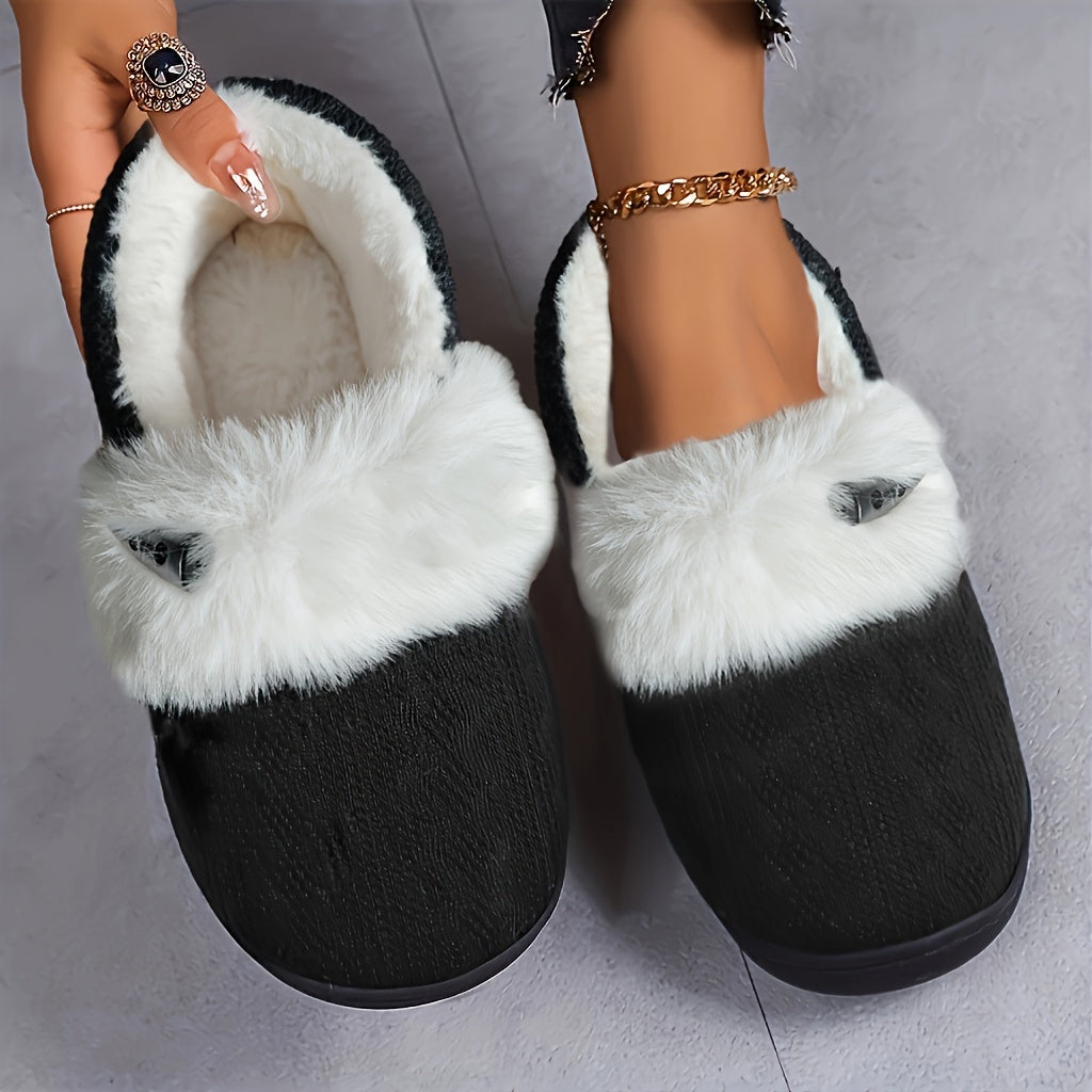 Solid Color Slippers, Casual Slip On Plush Lined Shoes, Comfortable Indoor Home Slippers