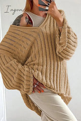 Ingvn - Casual Solid Patchwork V Neck Tops