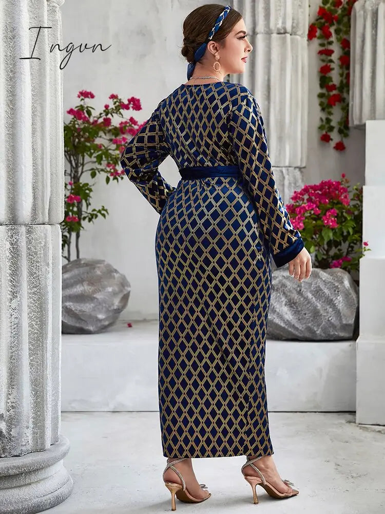 Ingvn - Plus Size Maxi Dresses Large Spring Women Oversized Long Luxury Chic Elegant Evening Party Muslim Festival Clothing